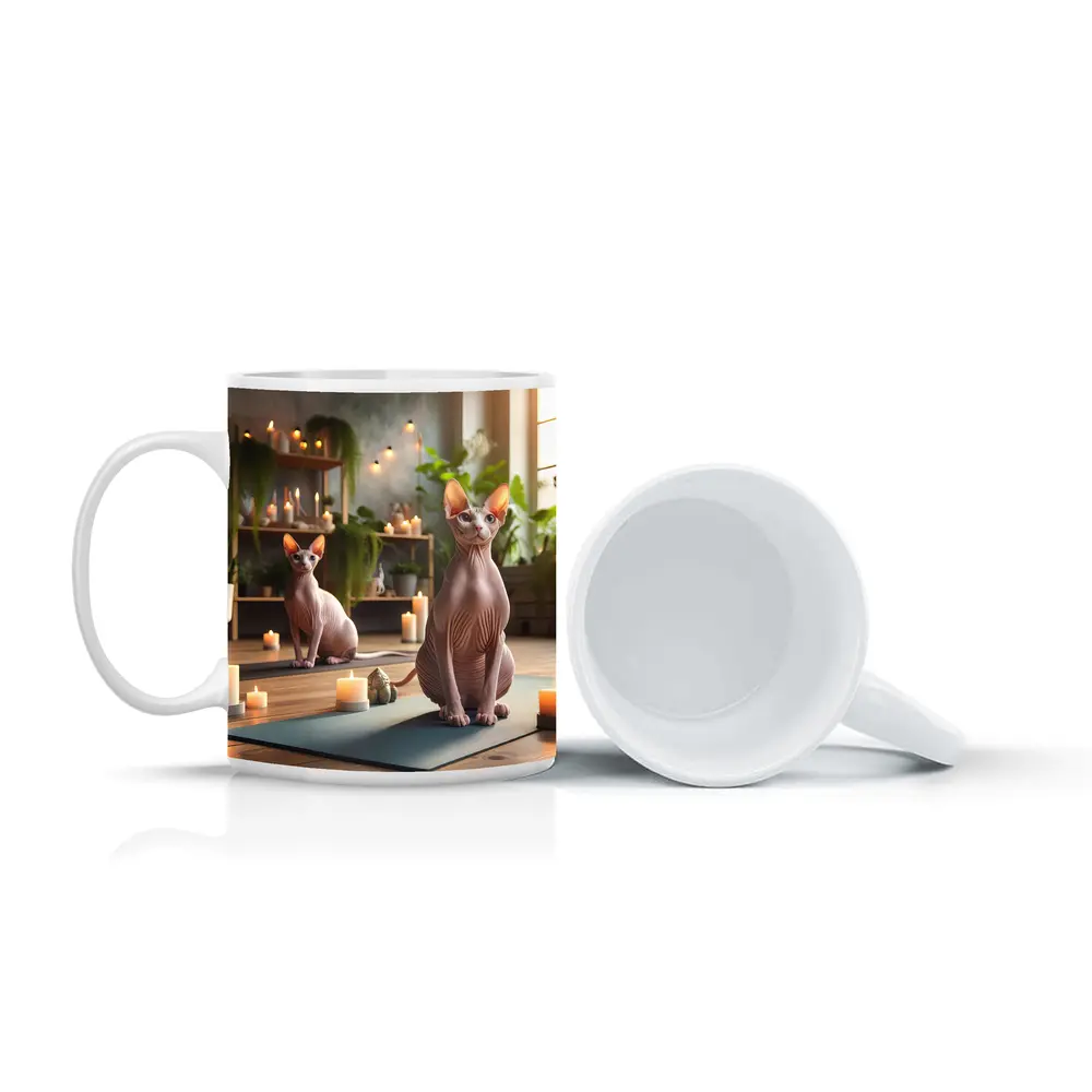Sphynx Cats Relaxing in Cozy Yoga Studio – Mugs