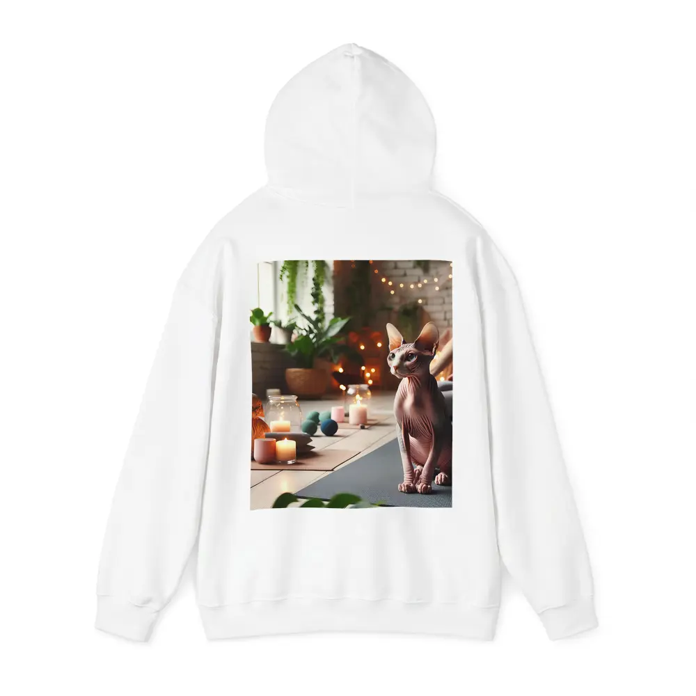 Sphynx Cat Sitting on Yoga Mat – Hoodies