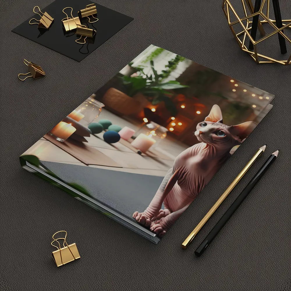 Sphynx Cat Sitting on Yoga Mat – Notebooks