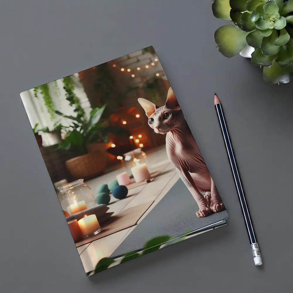 Sphynx Cat Sitting on Yoga Mat – Notebooks