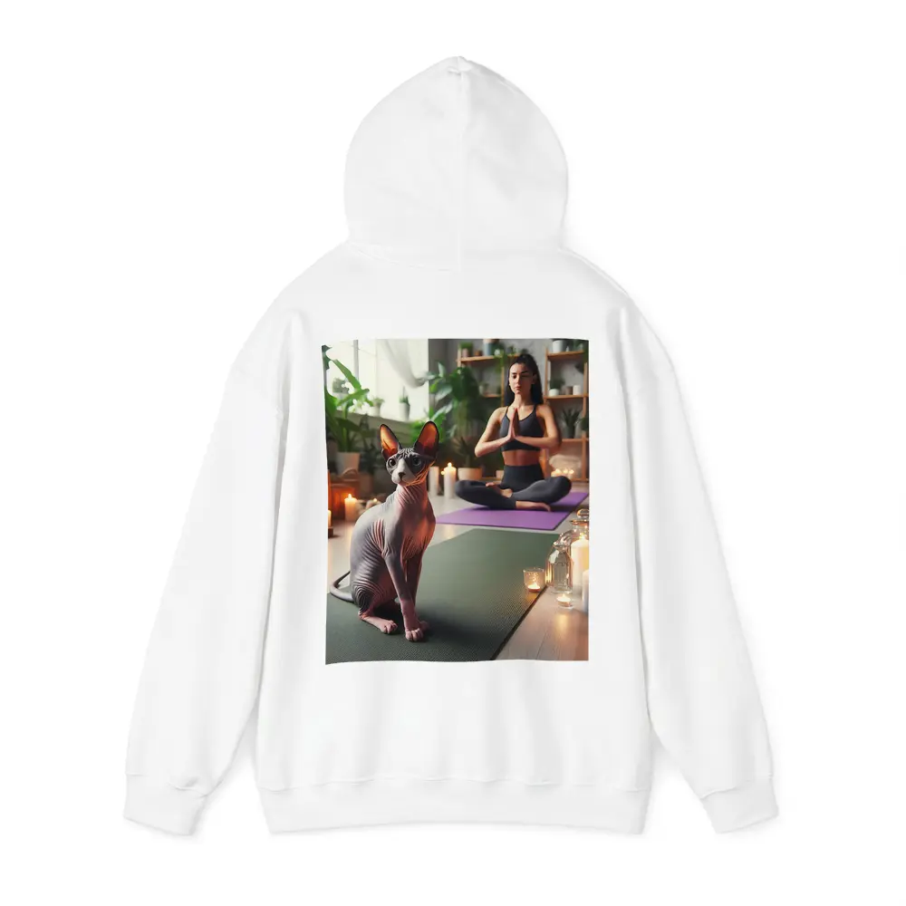 Sphynx Cat Sitting on Yoga Mat – Hoodies