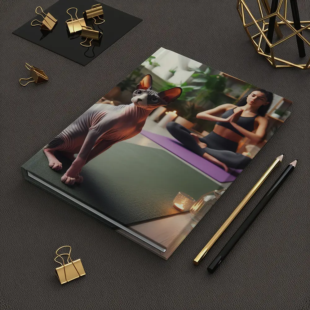 Sphynx Cat Sitting on Yoga Mat – Notebooks