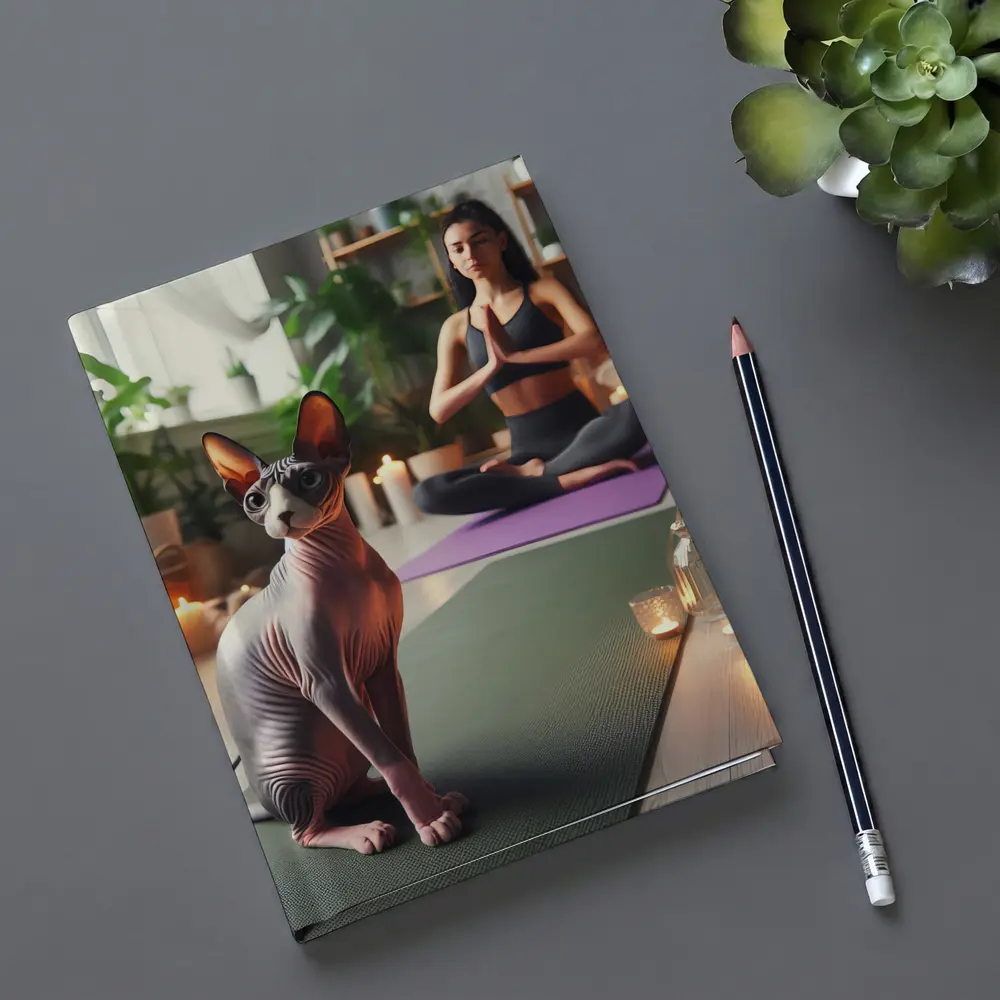 Sphynx Cat Sitting on Yoga Mat – Notebooks