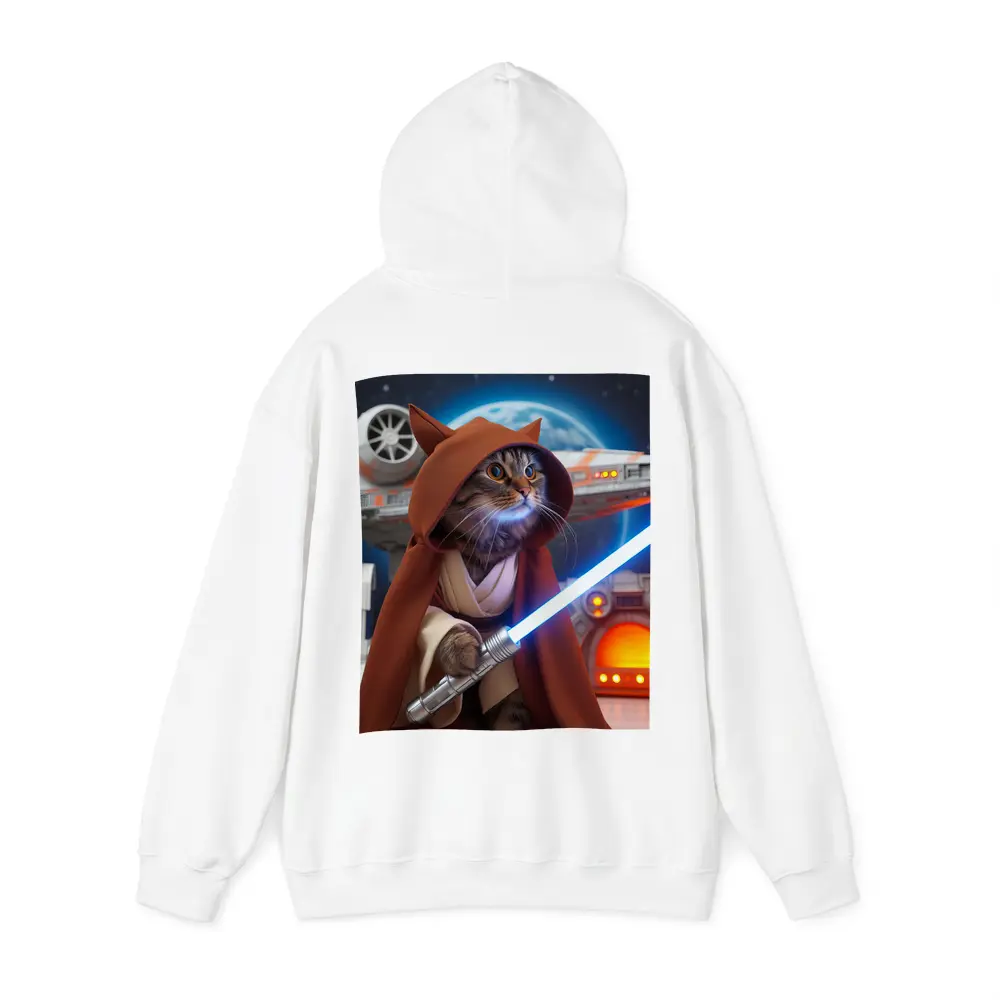 Jedi Cat With Lightsaber Space Background – Hoodies