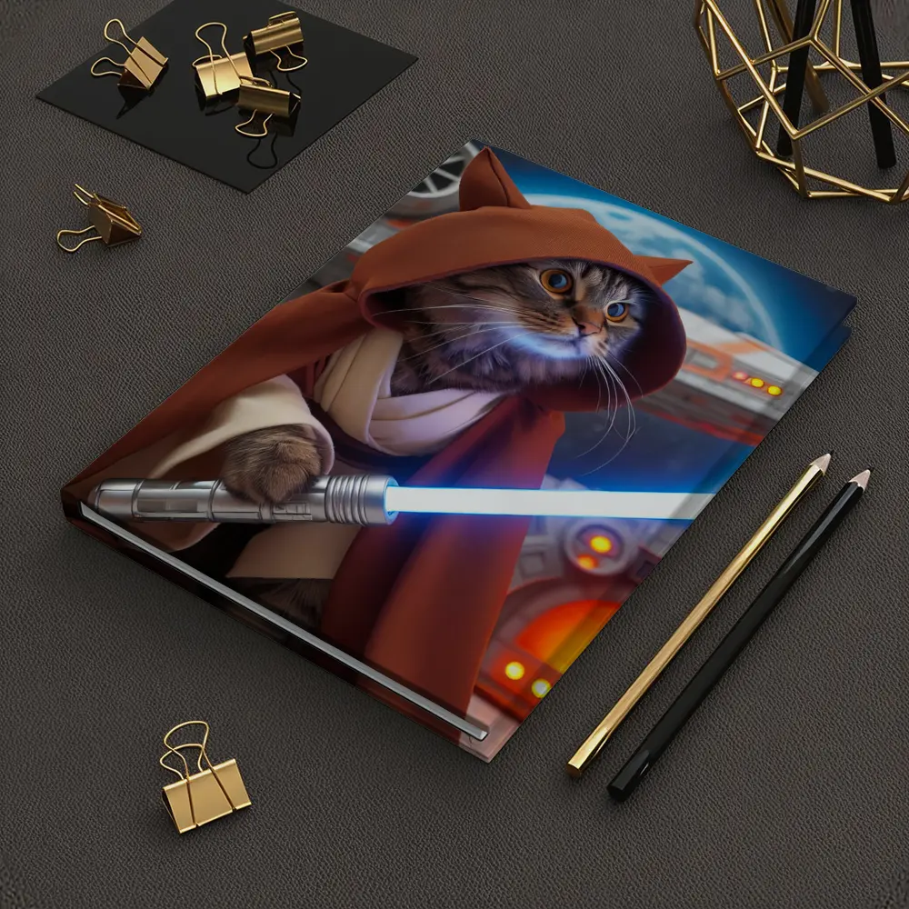 Jedi Cat With Lightsaber Space Background – Notebooks