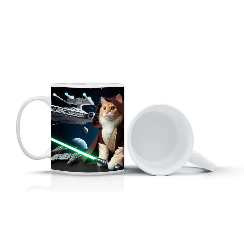 Orange Cat Jedi Lightsaber Space Battle – Mugs