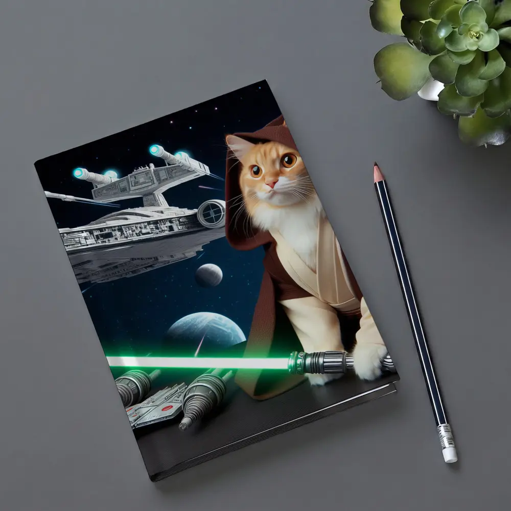 Orange Cat Jedi Lightsaber Space Battle – Notebooks