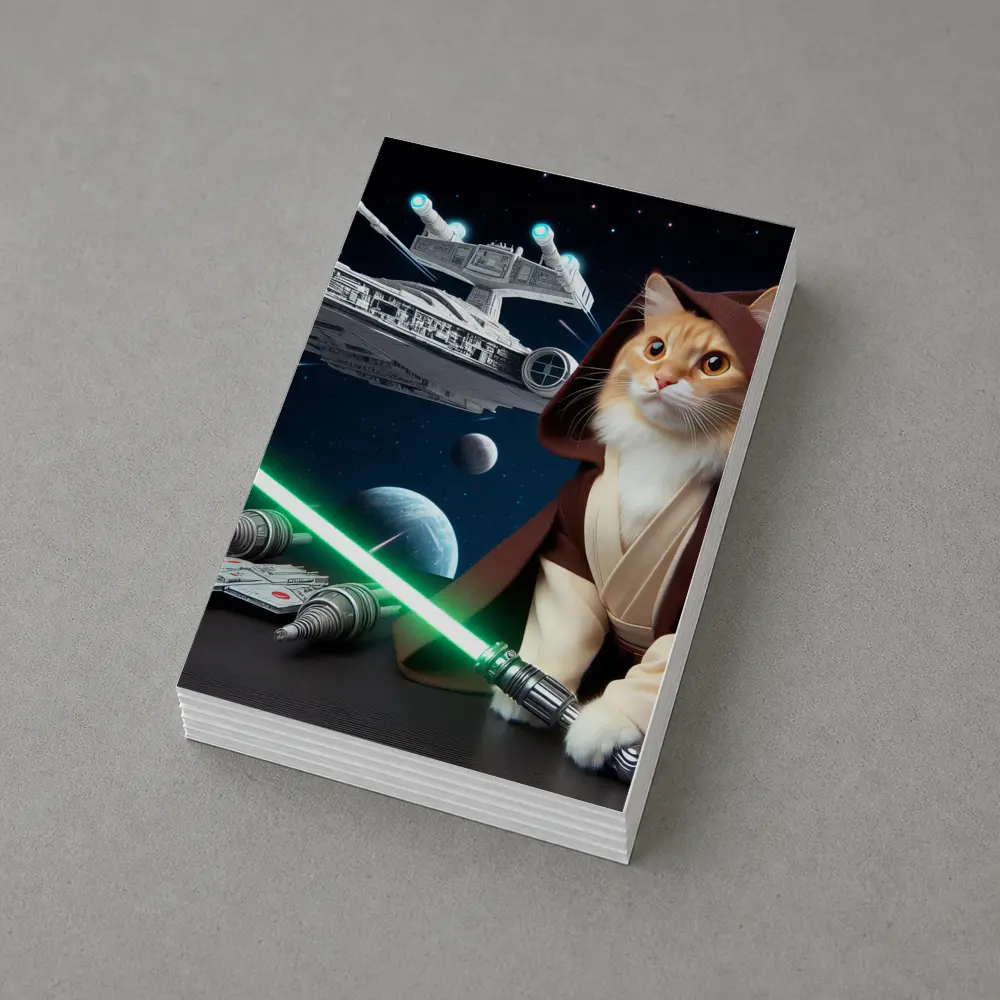 Orange Cat Jedi Lightsaber Space Battle – Postcards