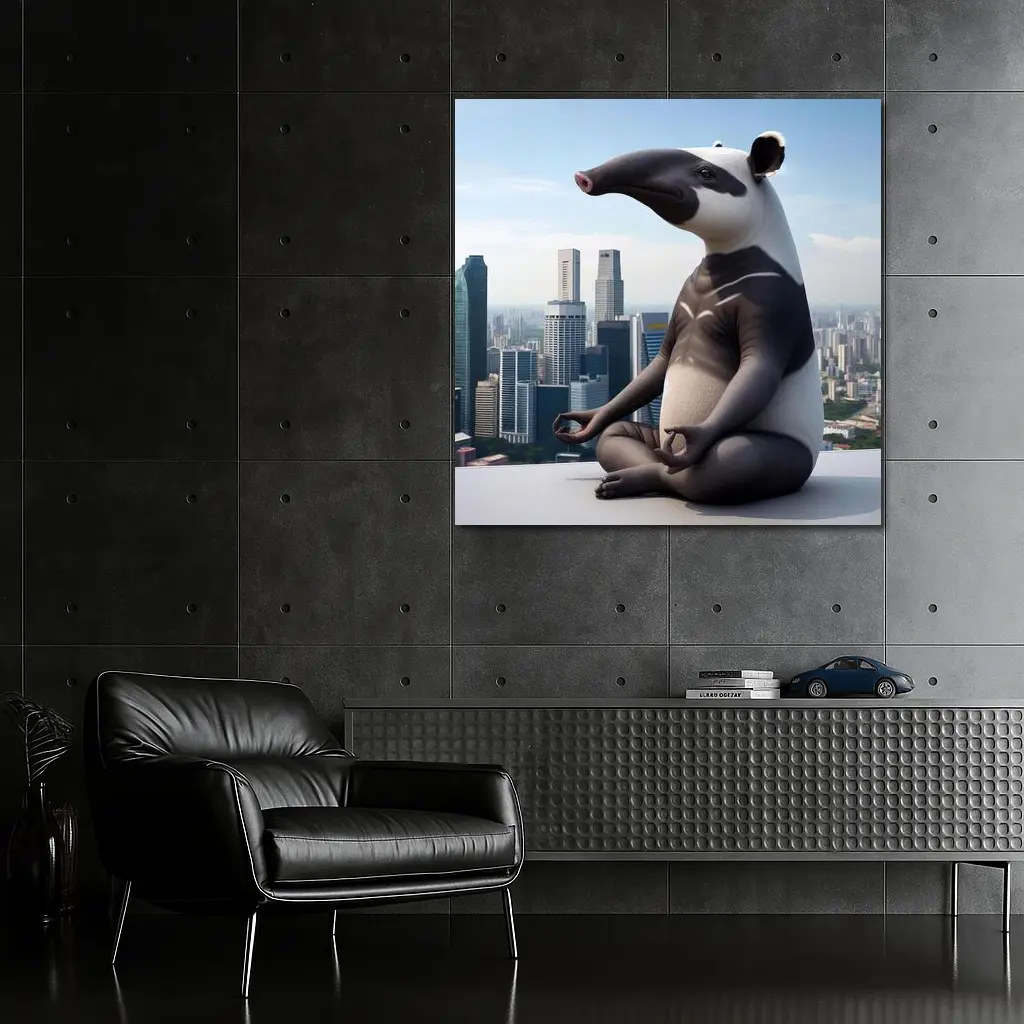 Anteater Meditating Above City Skyline – Wall Art
