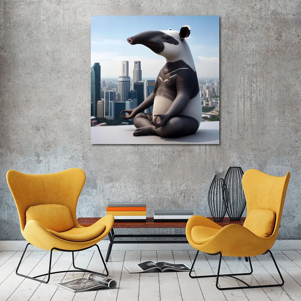 Anteater Meditating Above City Skyline – Wall Art