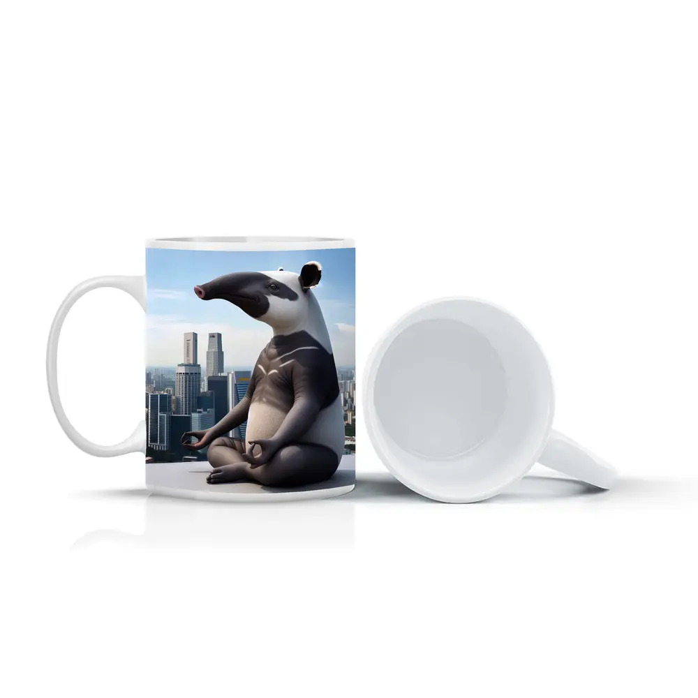 Anteater Meditating Above City Skyline – Mugs