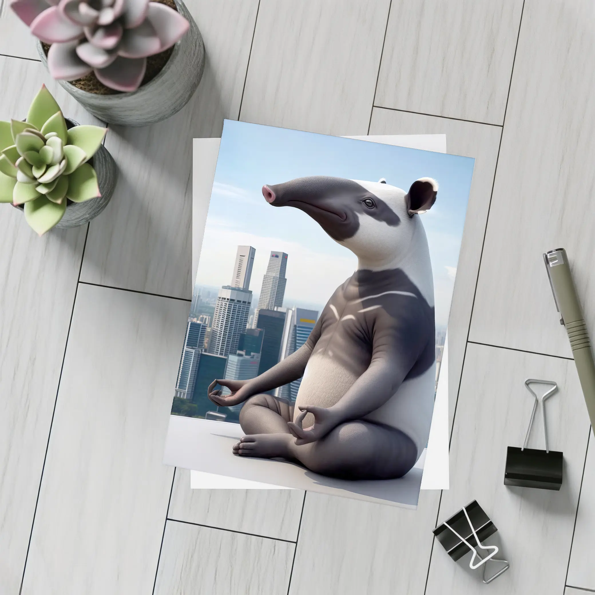 Anteater Meditating Above City Skyline – Postcards
