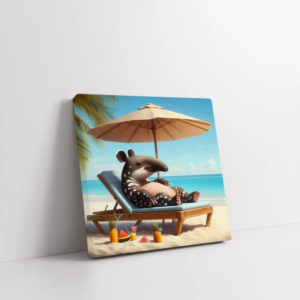 Tapir Relaxing On Tropical Beach Chair – Wall Art
