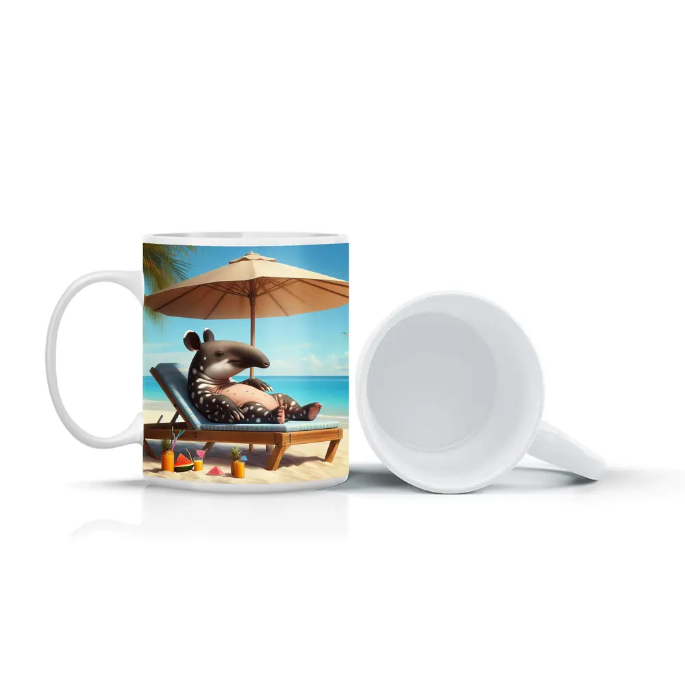 Tapir Relaxing On Tropical Beach Chair – Mugs