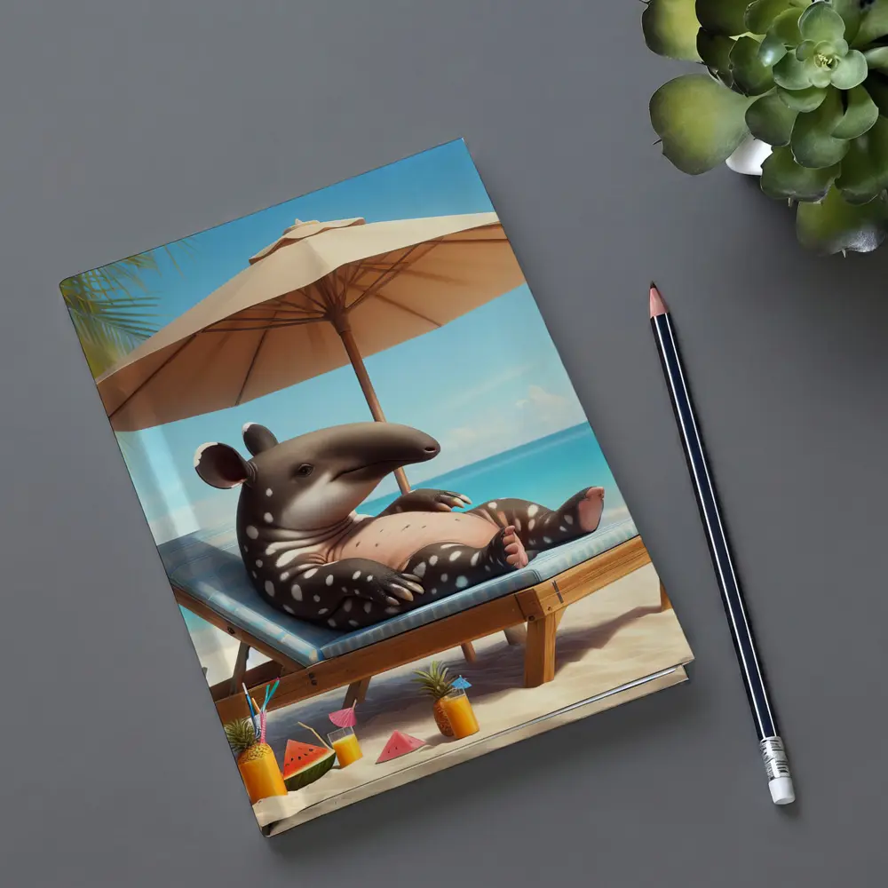 Tapir Relaxing On Tropical Beach Chair – Notebooks