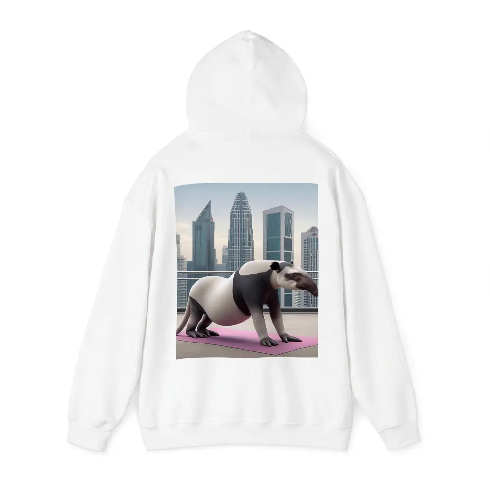 Tapir Doing Yoga City Skyline Background – Hoodies
