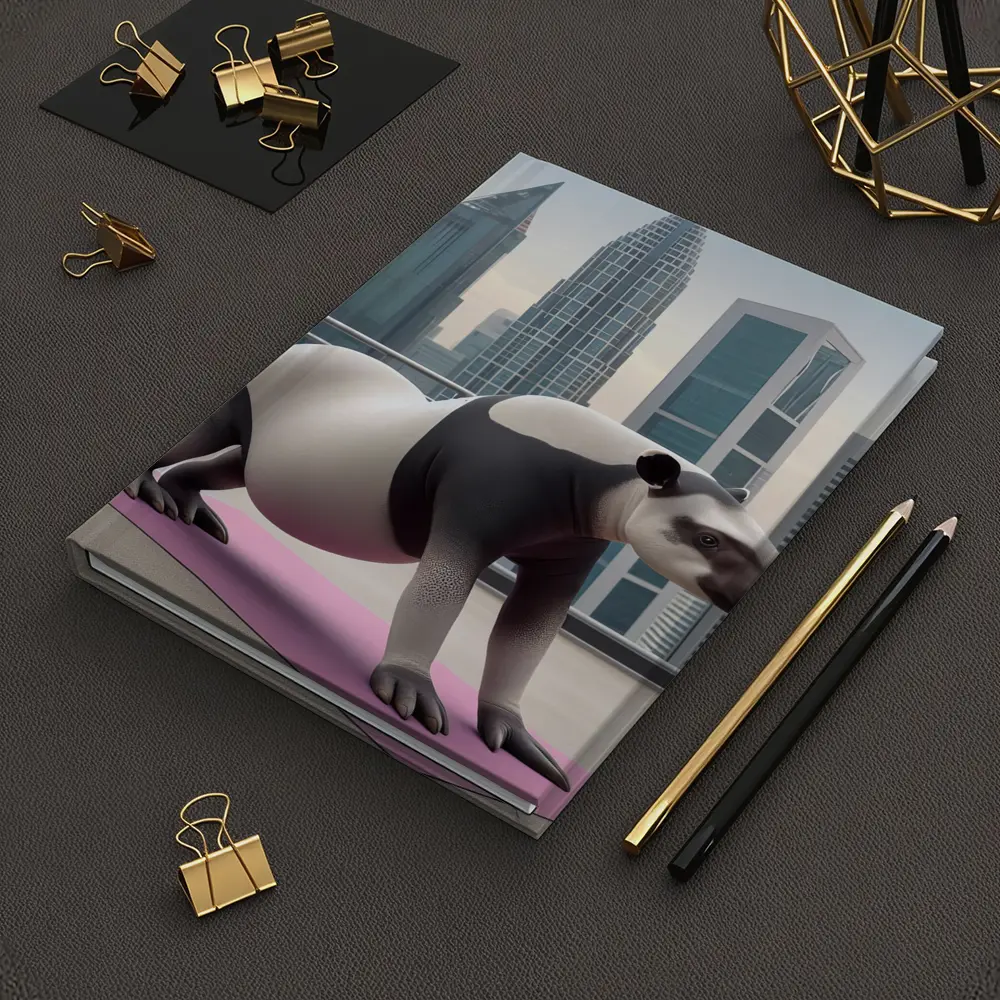 Tapir Doing Yoga City Skyline Background – Notebooks