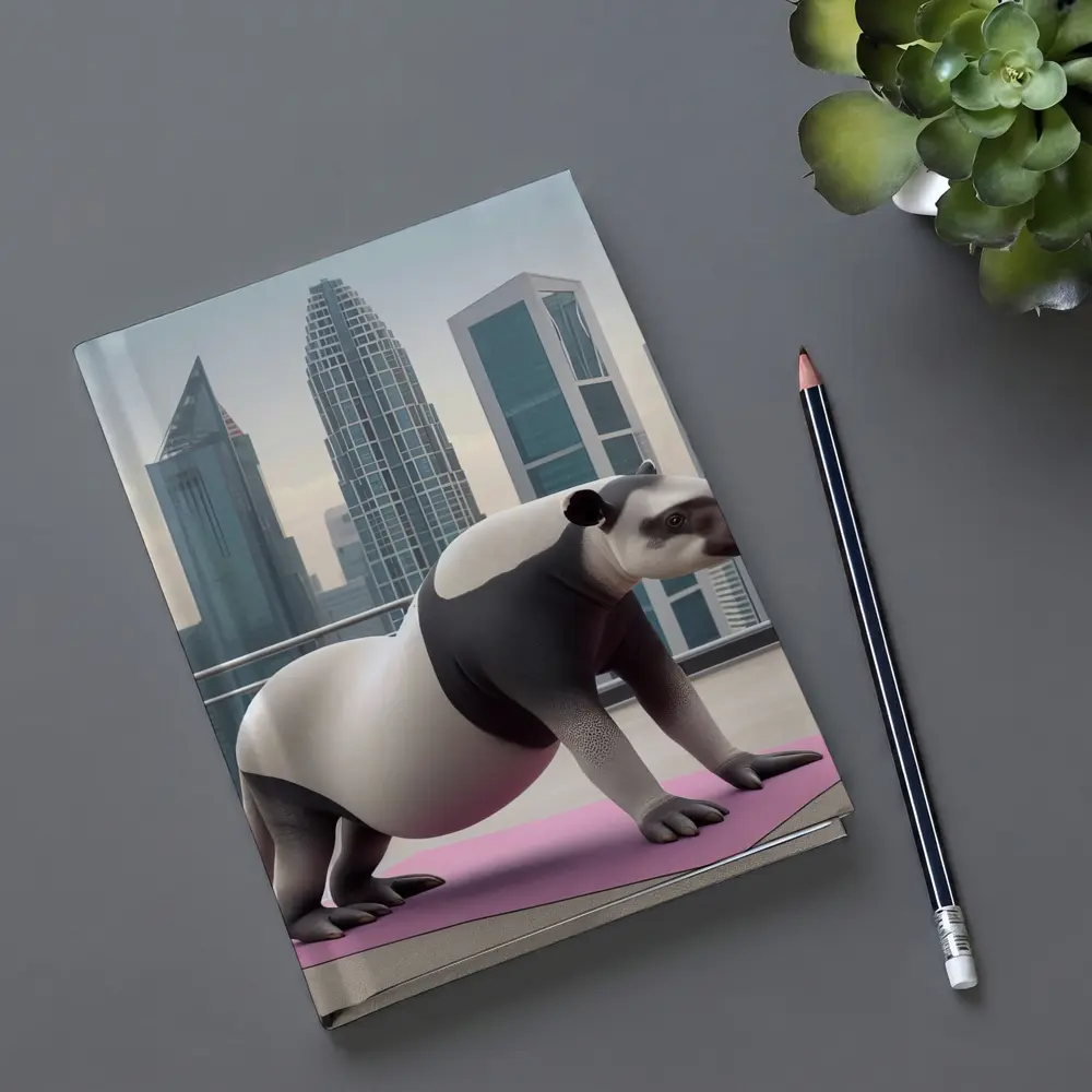 Tapir Doing Yoga City Skyline Background – Notebooks