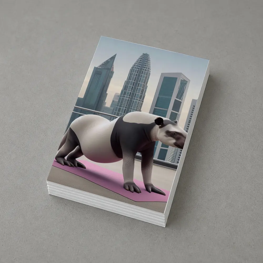 Tapir Doing Yoga City Skyline Background – Postcards