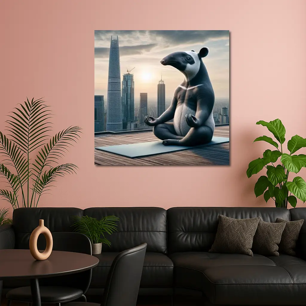Tapir Meditating Yoga City Skyline – Wall Art