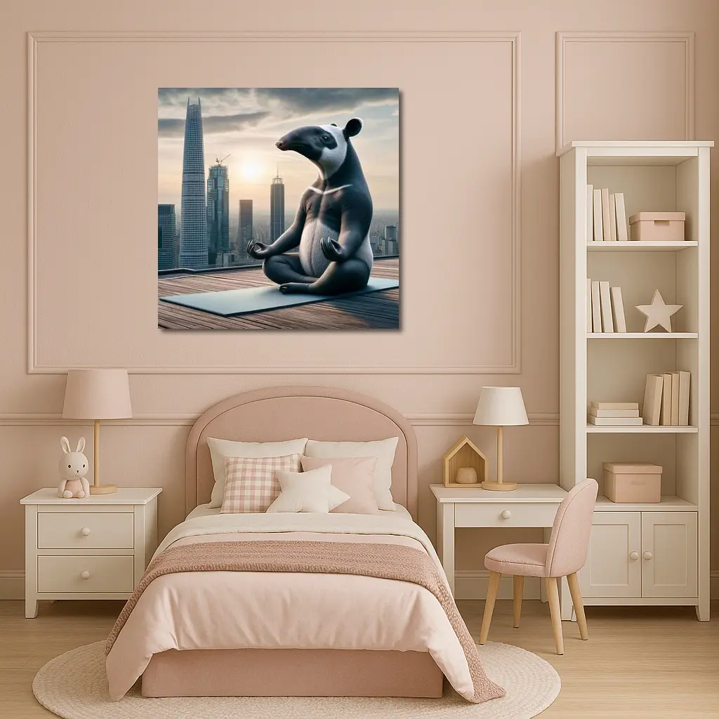 Tapir Meditating Yoga City Skyline – Wall Art
