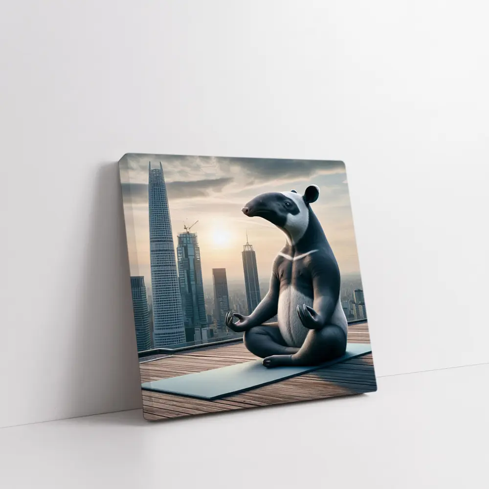 Tapir Meditating Yoga City Skyline – Wall Art