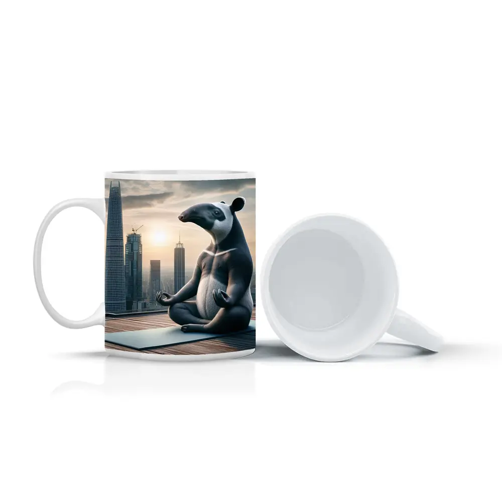 Tapir Meditating Yoga City Skyline – Mugs