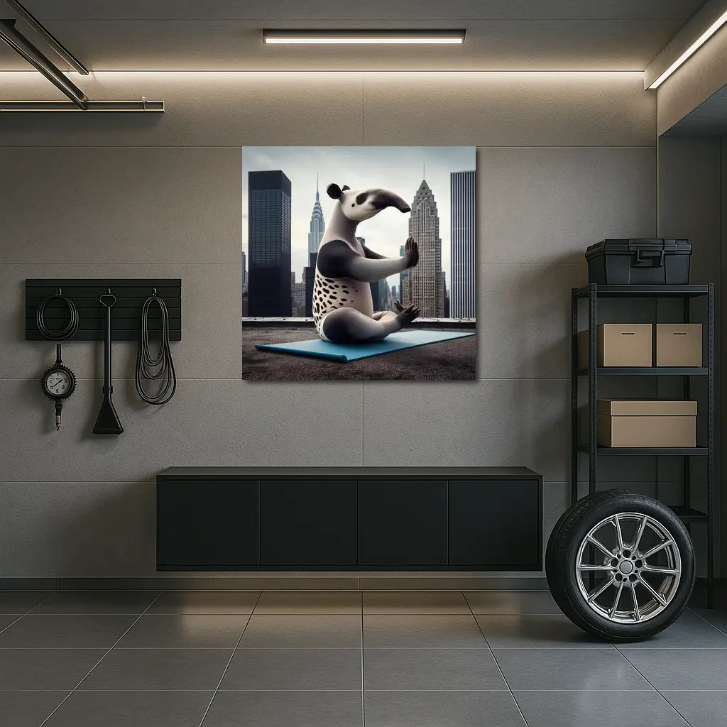 Tapir Doing Yoga City Skyline – Wall Art