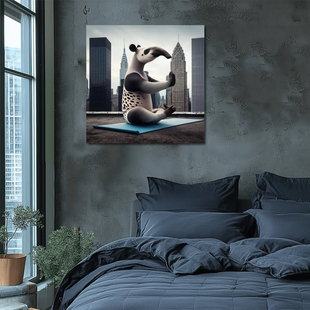 Tapir Doing Yoga City Skyline – Wall Art