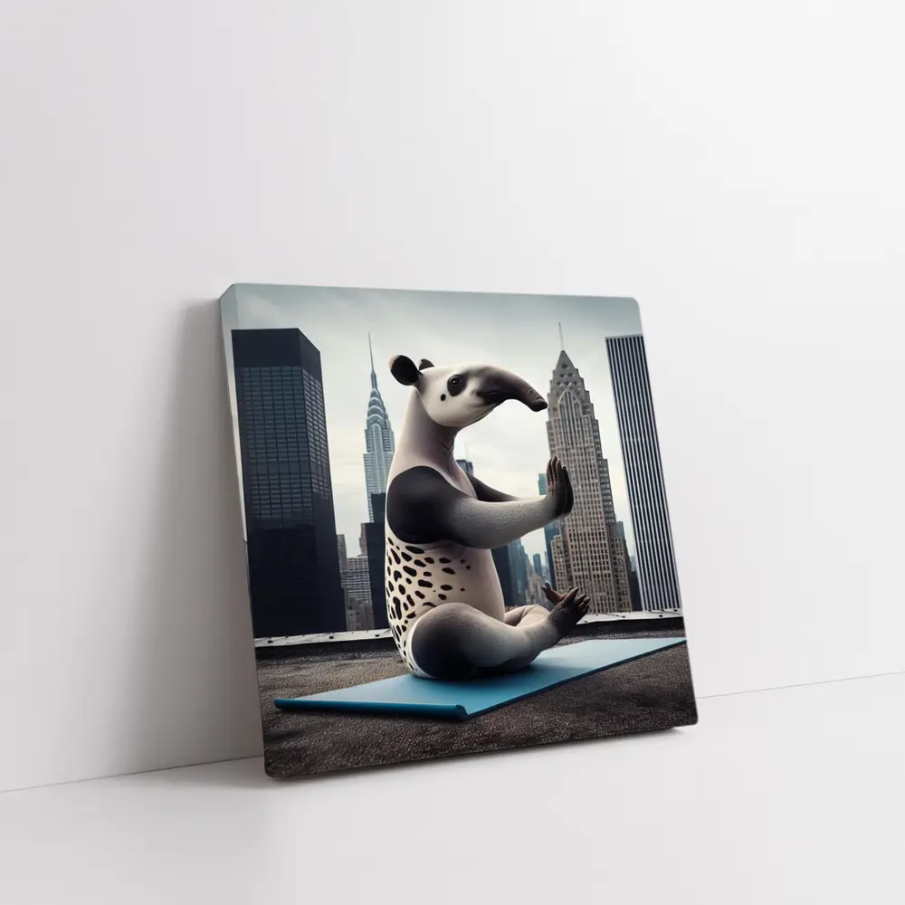 Tapir Doing Yoga City Skyline – Wall Art