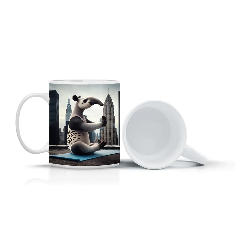Tapir Doing Yoga City Skyline – Mugs