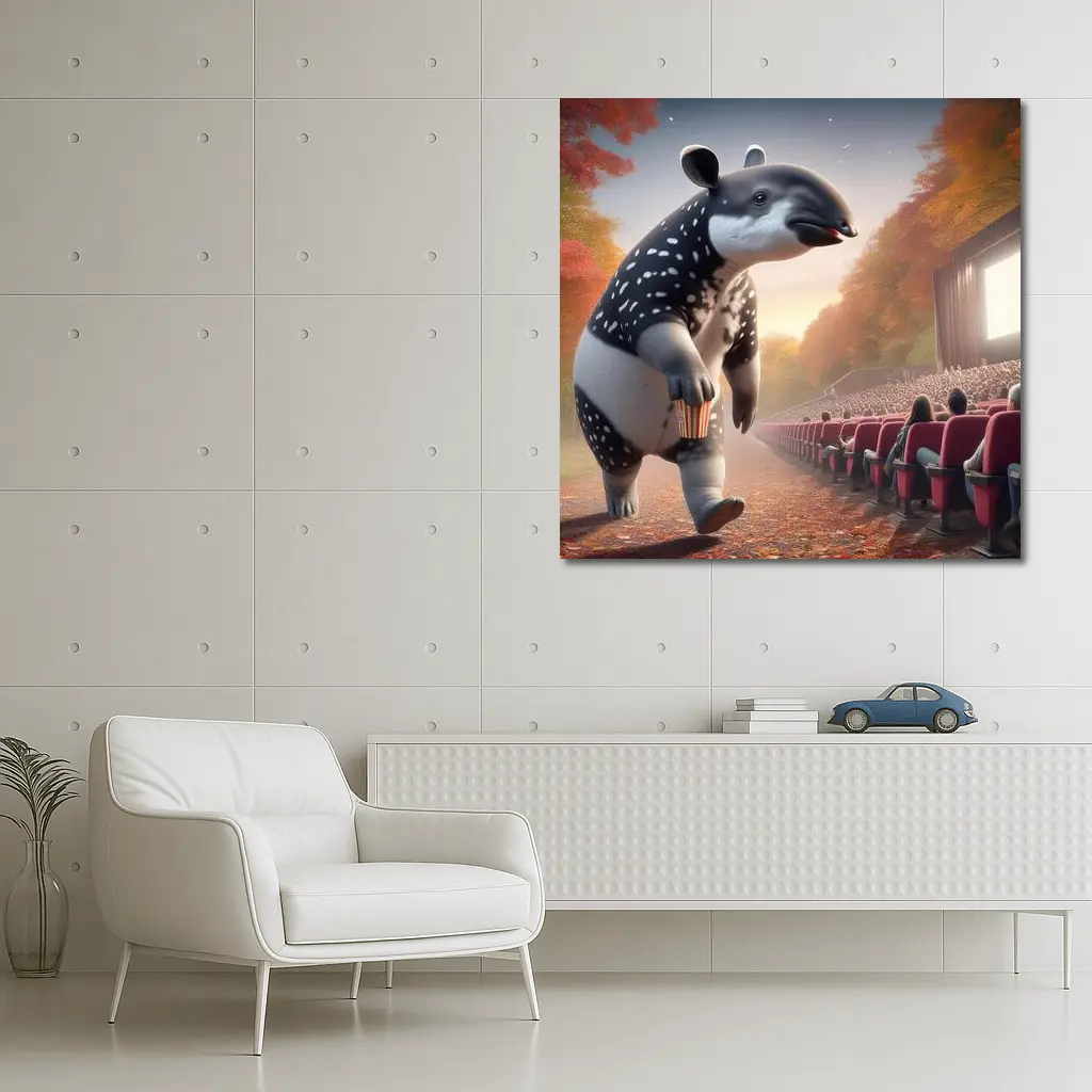 Tapir With Popcorn At Outdoor Cinema – Wall Art