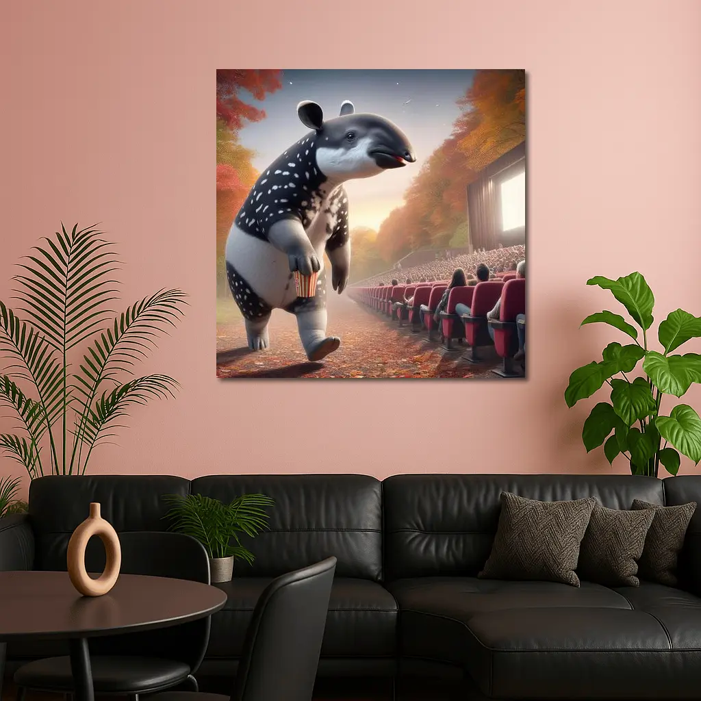 Tapir With Popcorn At Outdoor Cinema – Wall Art