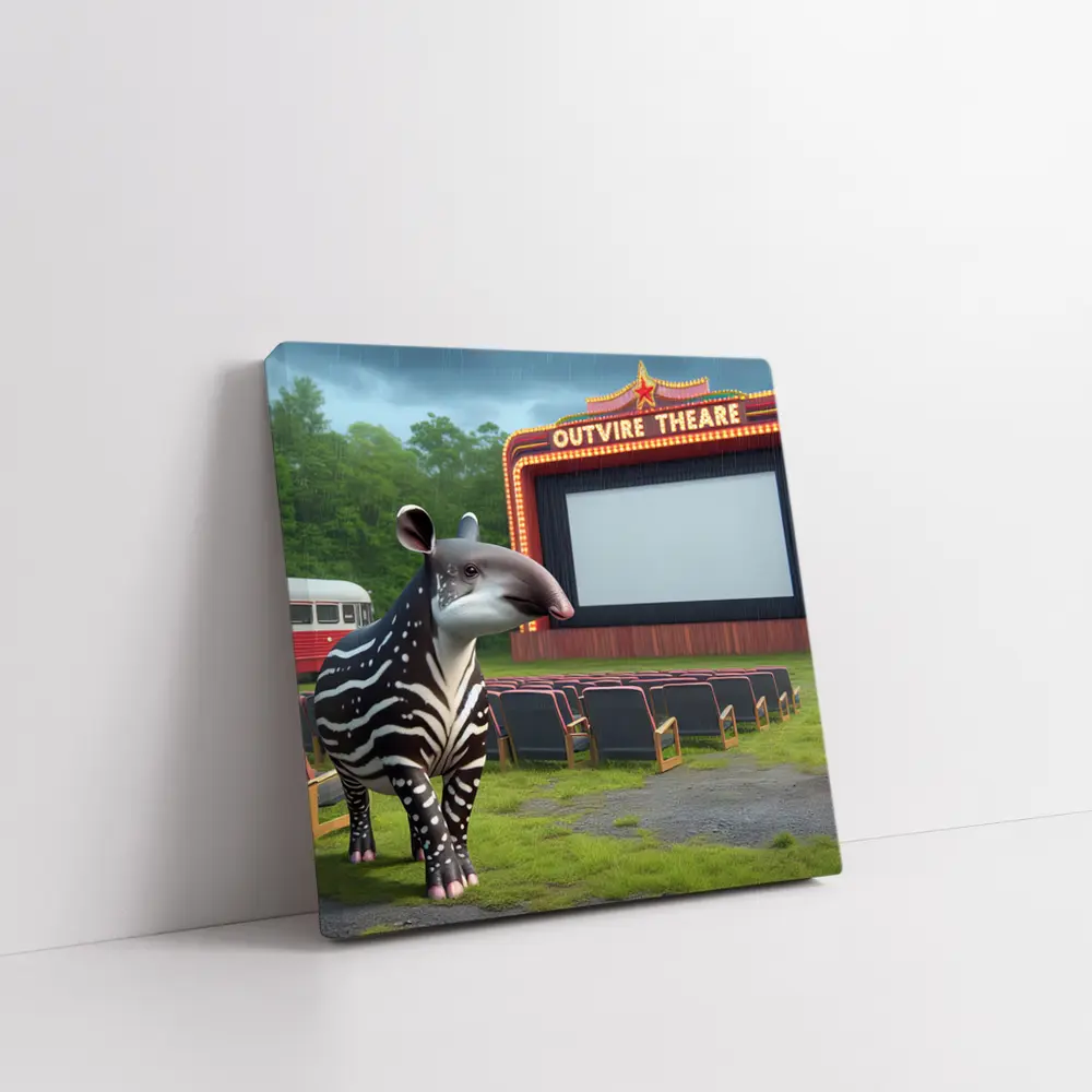 Baby Tapir At Rainy Outdoor Movie Theatre – Wall Art