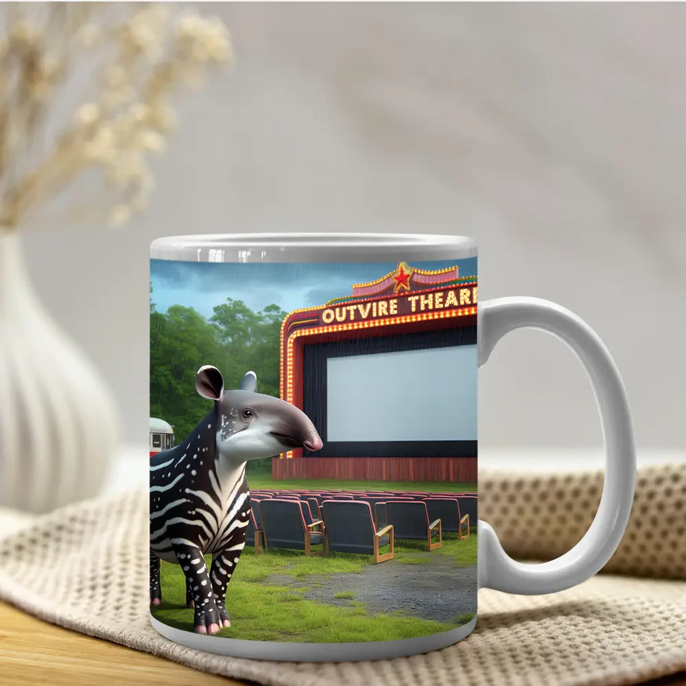 Baby Tapir At Rainy Outdoor Movie Theatre – Mugs