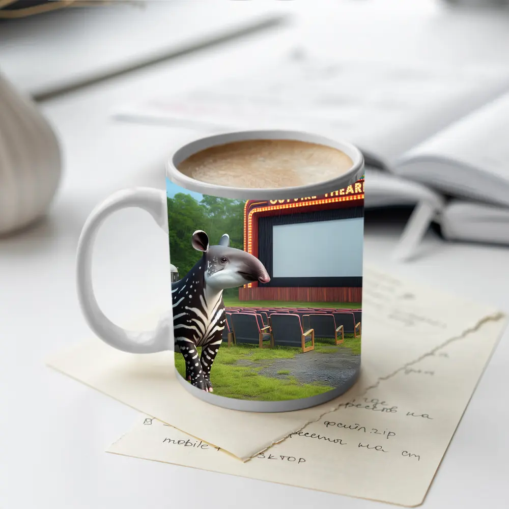Baby Tapir At Rainy Outdoor Movie Theatre – Mugs