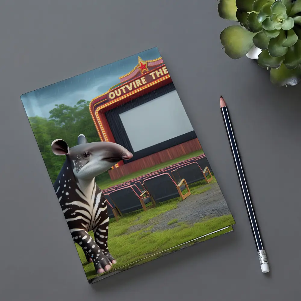 Baby Tapir At Rainy Outdoor Movie Theatre – Notebooks