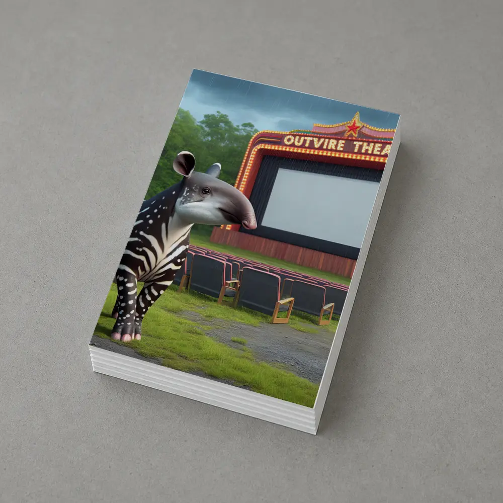 Baby Tapir At Rainy Outdoor Movie Theatre – Postcards