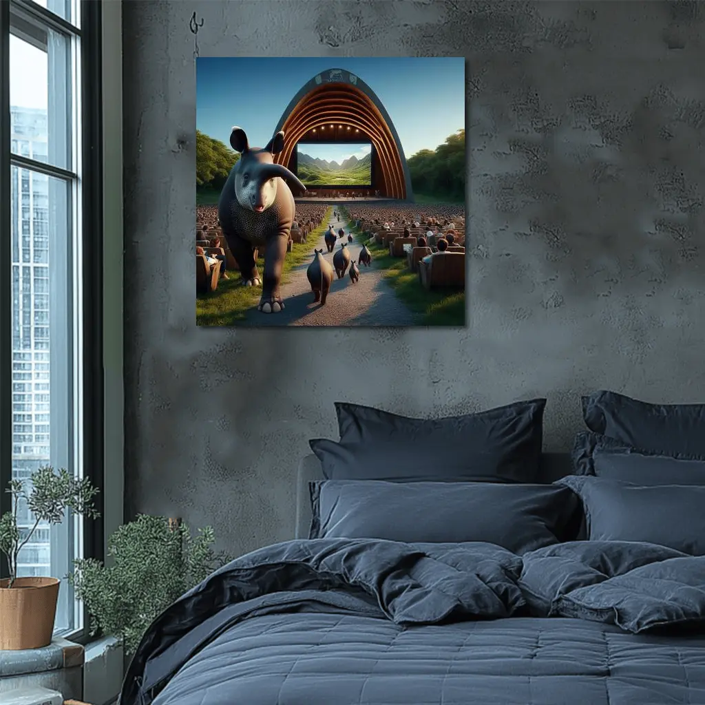 Tapirs Walking Through Outdoor Theater Crowd – Wall Art