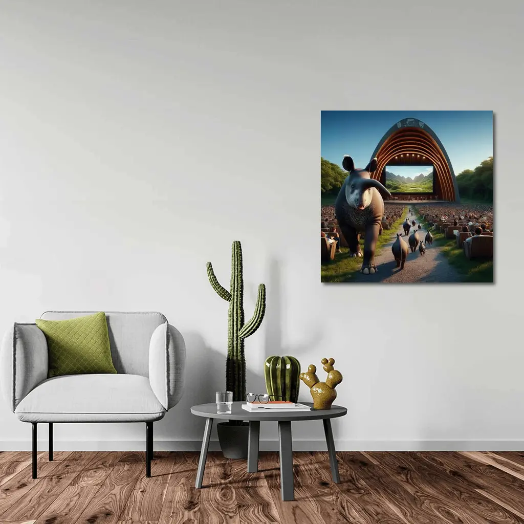 Tapirs Walking Through Outdoor Theater Crowd – Wall Art