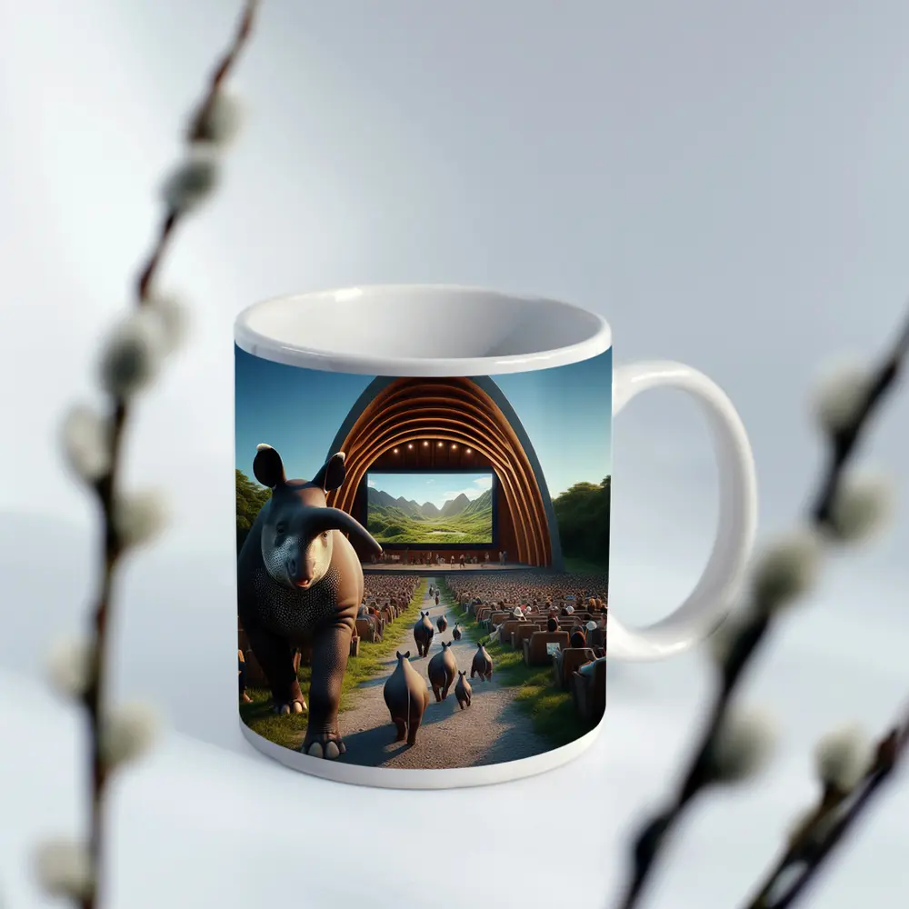 Tapirs Walking Through Outdoor Theater Crowd – Mugs