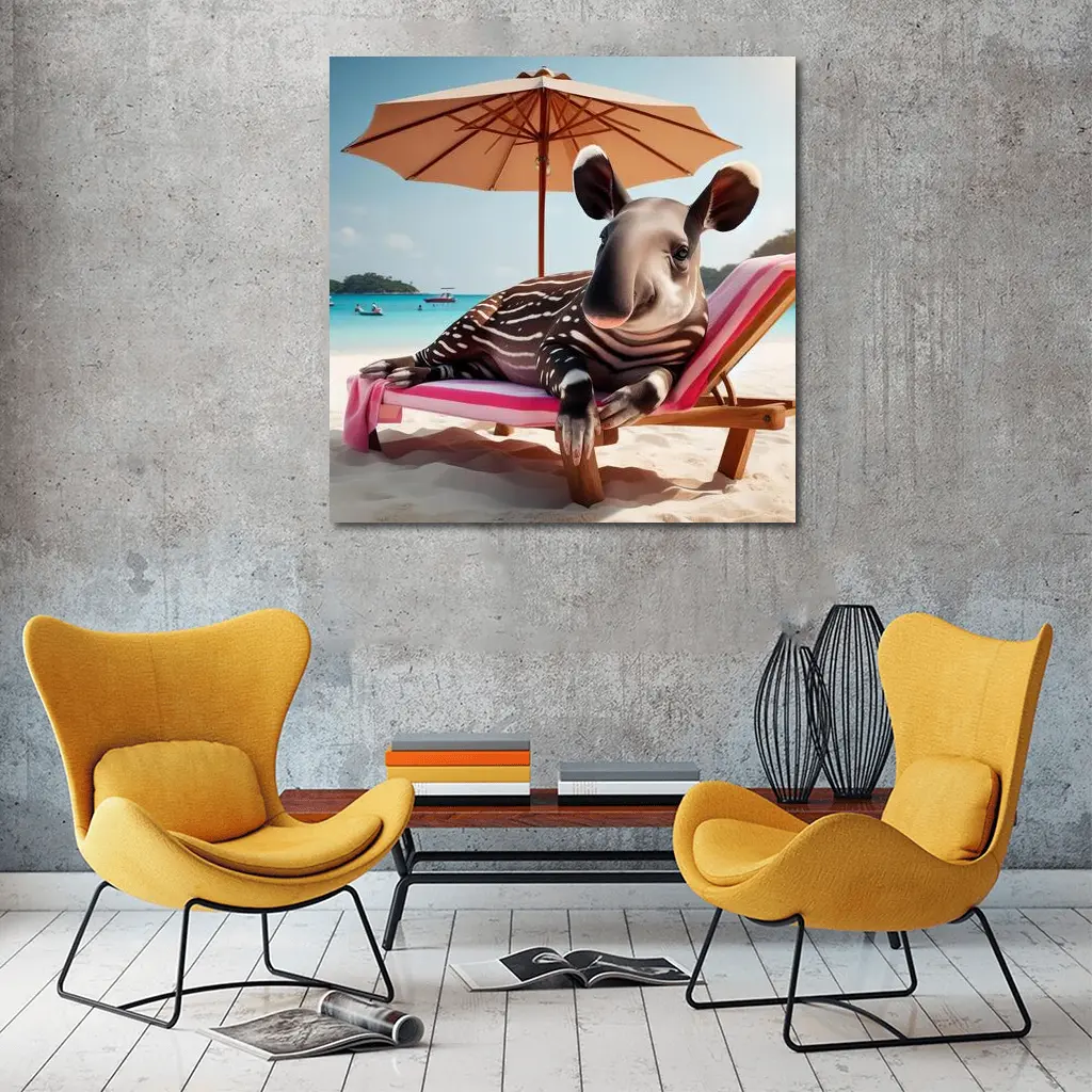 Baby Tapir Relaxing On Sunny Beach – Wall Art