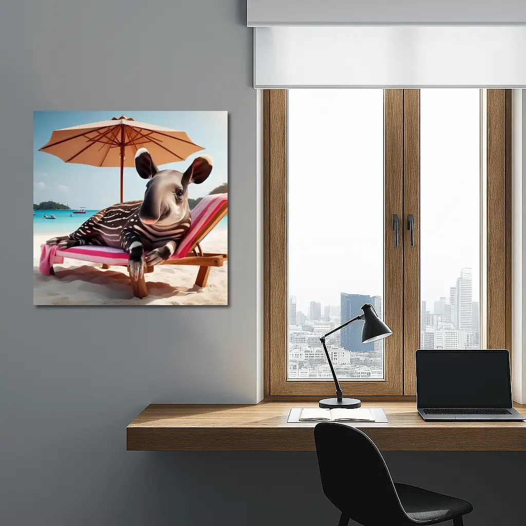 Baby Tapir Relaxing On Sunny Beach – Wall Art