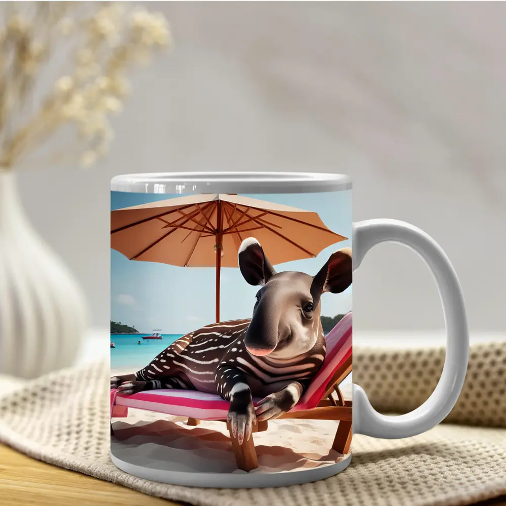 Baby Tapir Relaxing On Sunny Beach – Mugs