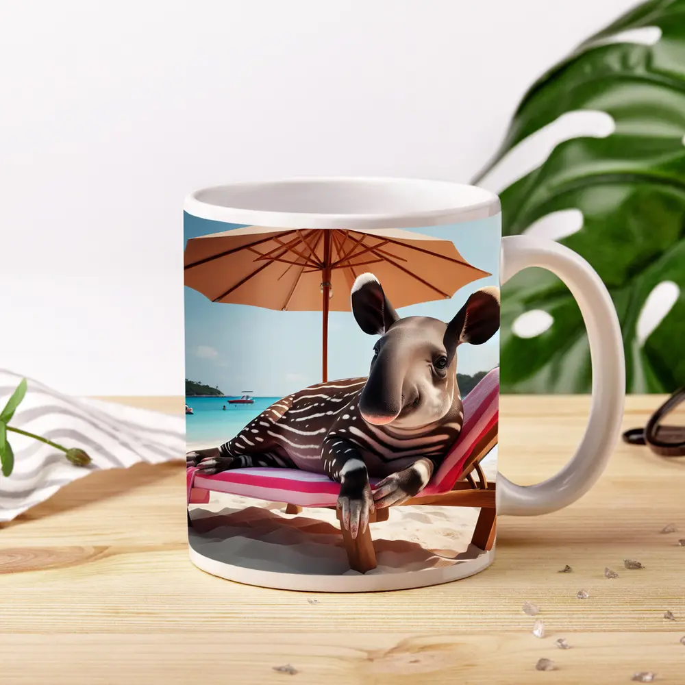 Baby Tapir Relaxing On Sunny Beach – Mugs
