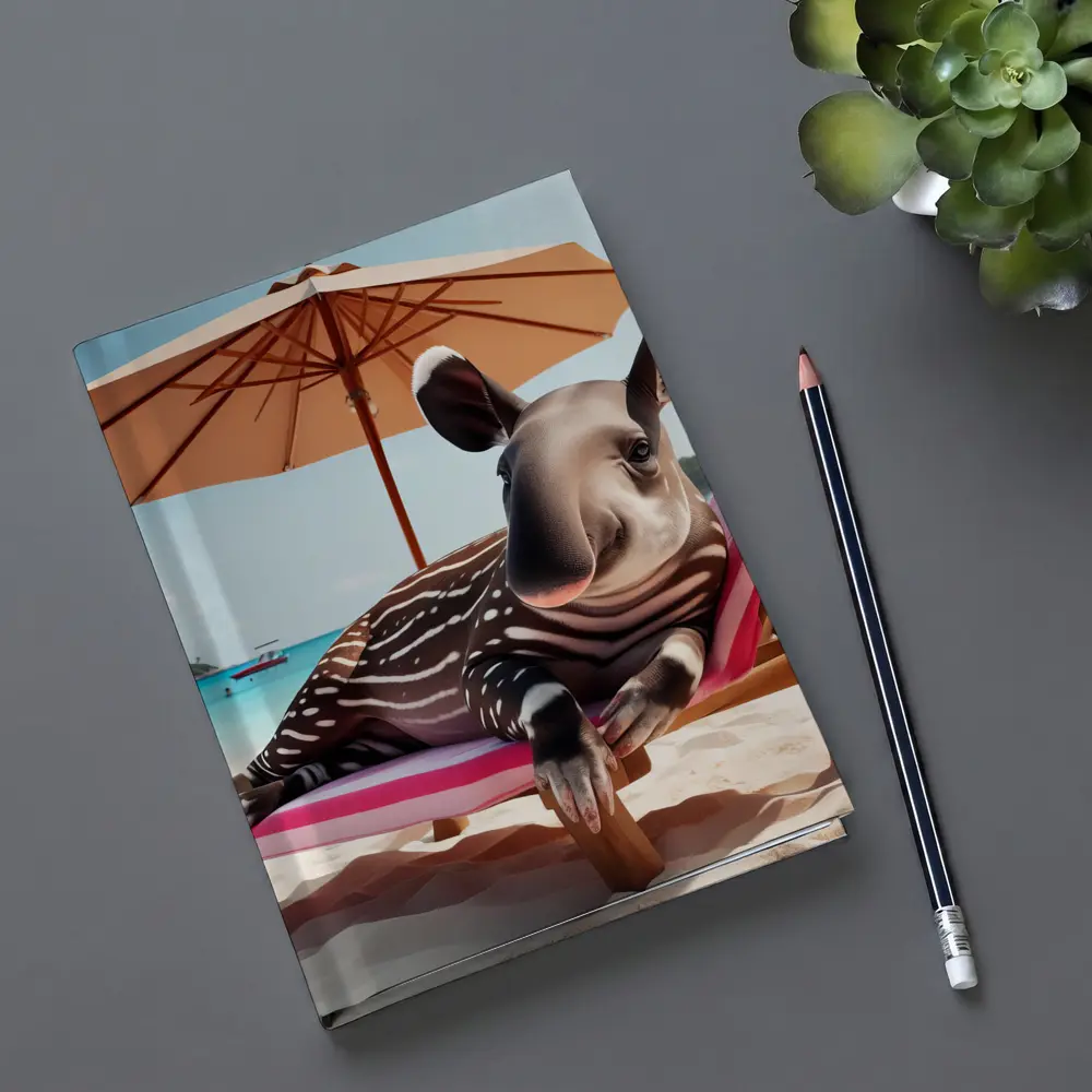 Baby Tapir Relaxing On Sunny Beach – Notebooks