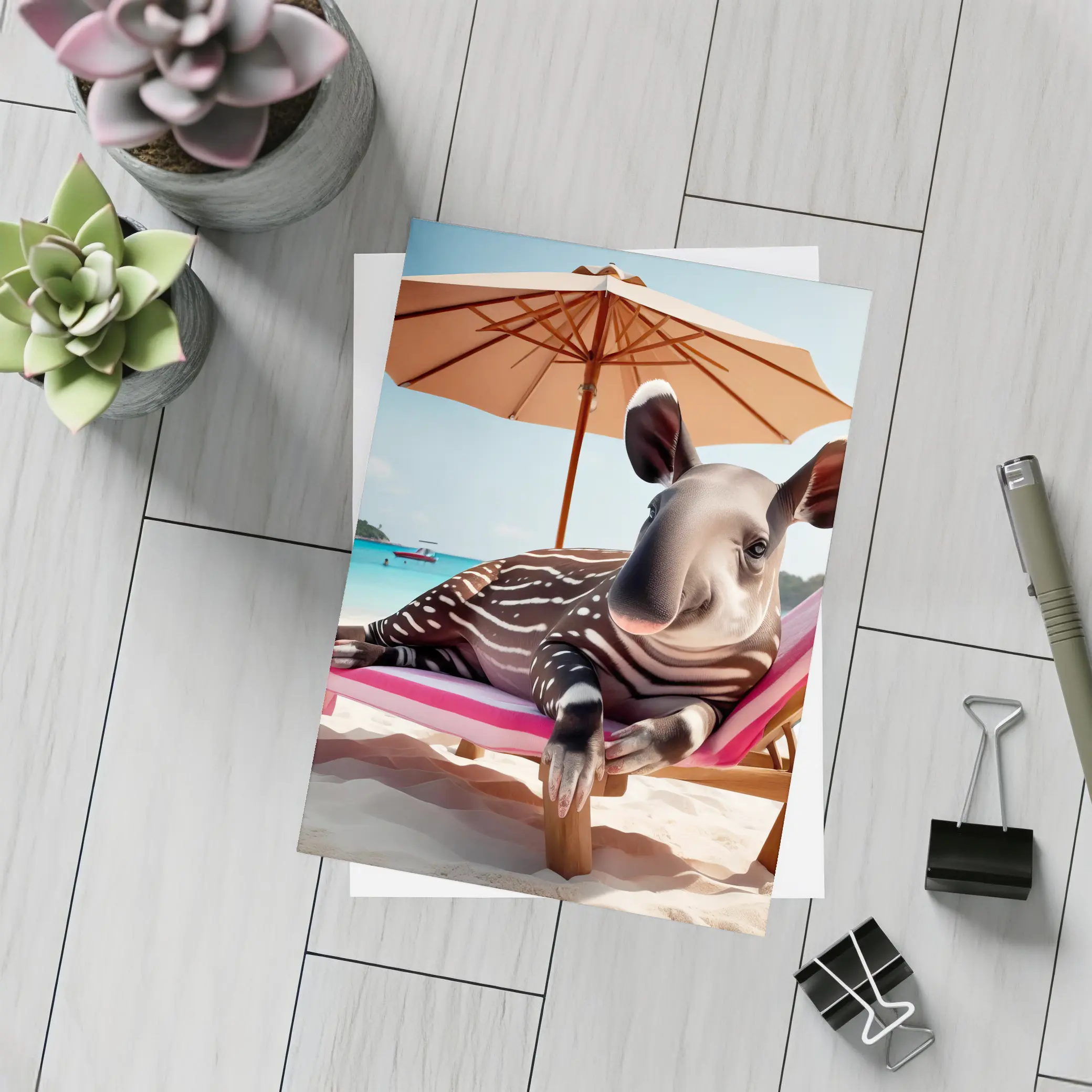 Baby Tapir Relaxing On Sunny Beach – Postcards