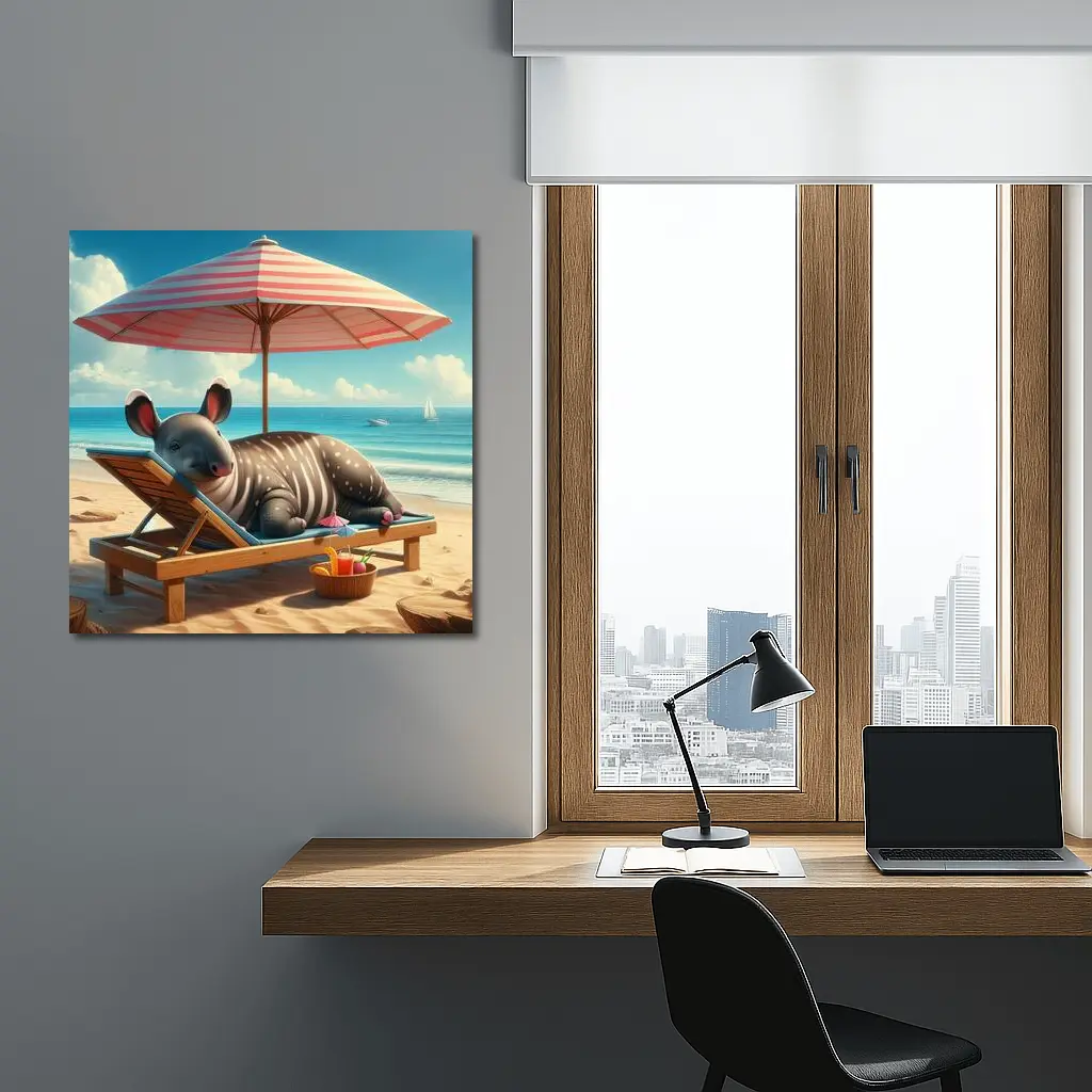 Tapir Relaxing On Sunny Beach Chair – Wall Art