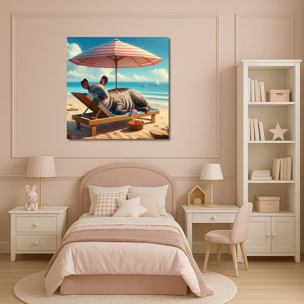 Tapir Relaxing On Sunny Beach Chair – Wall Art