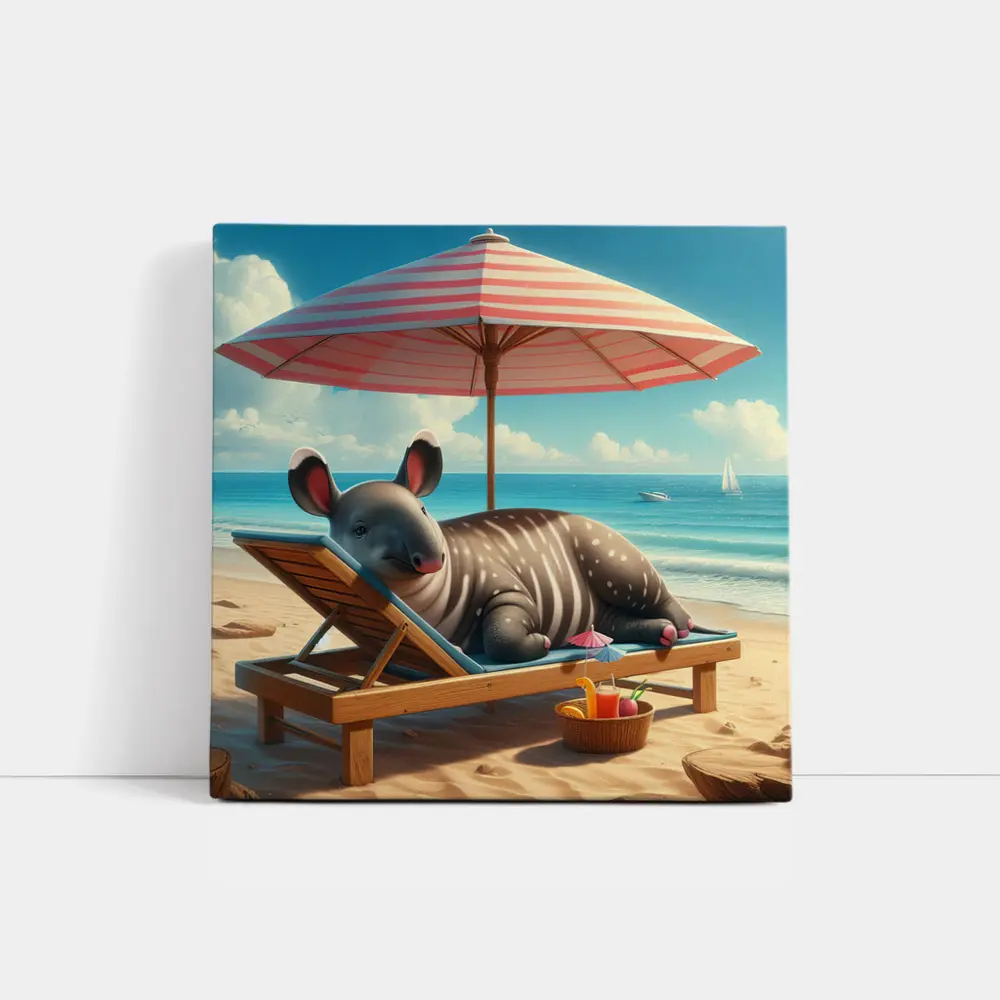 Tapir Relaxing On Sunny Beach Chair – Wall Art